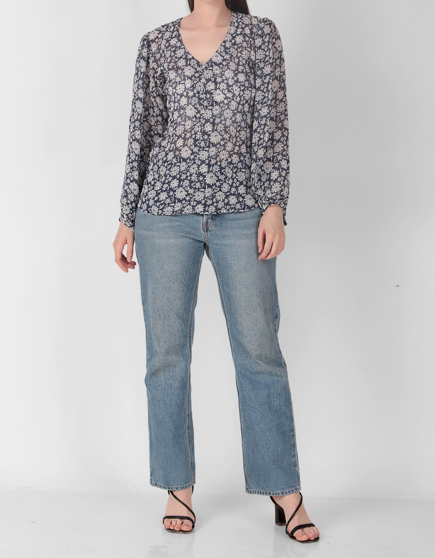 Blue Floral Georgette Top