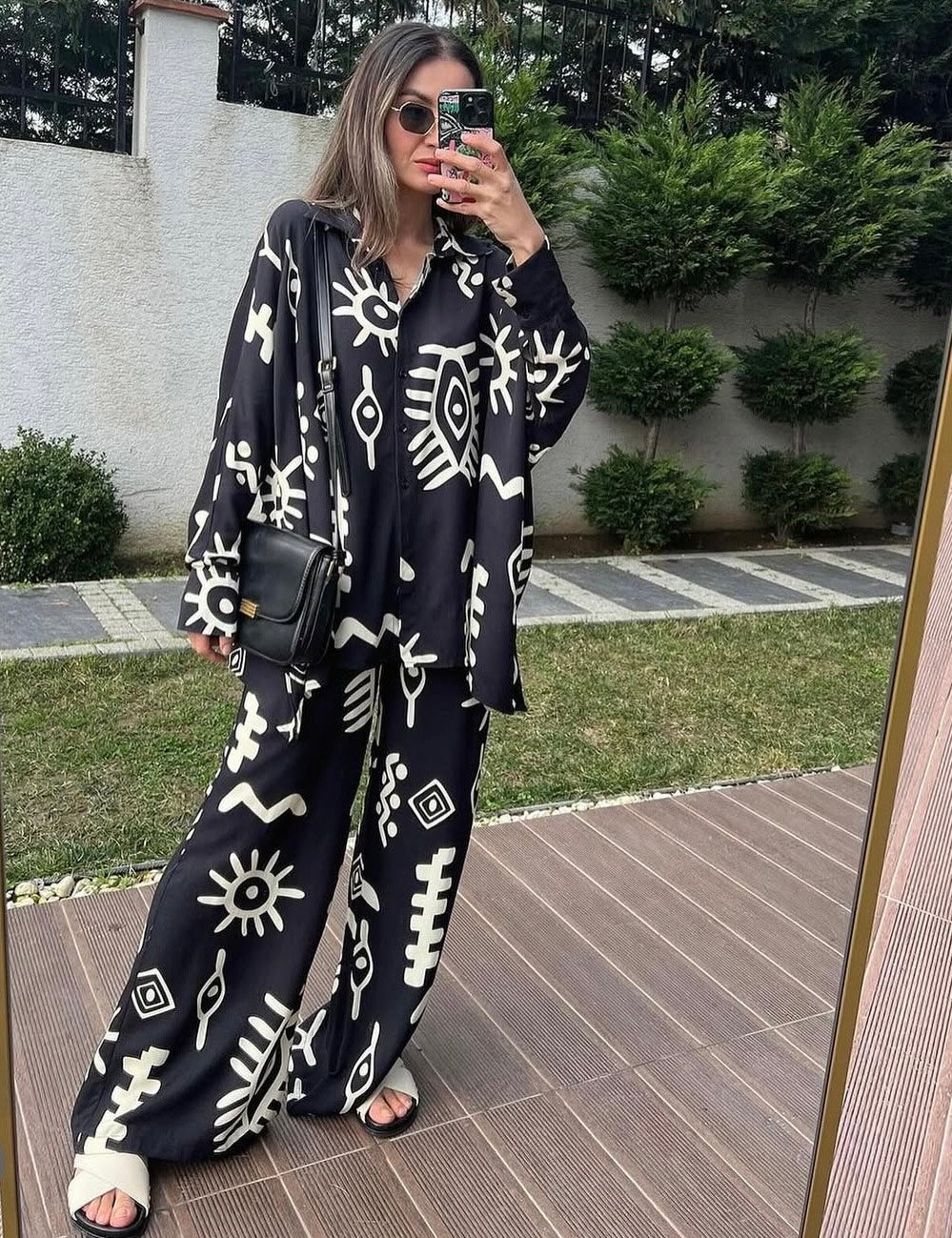 Abstract Print Black Co-ord Set
