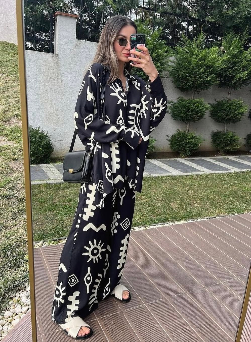 Abstract Print Black Co-ord Set
