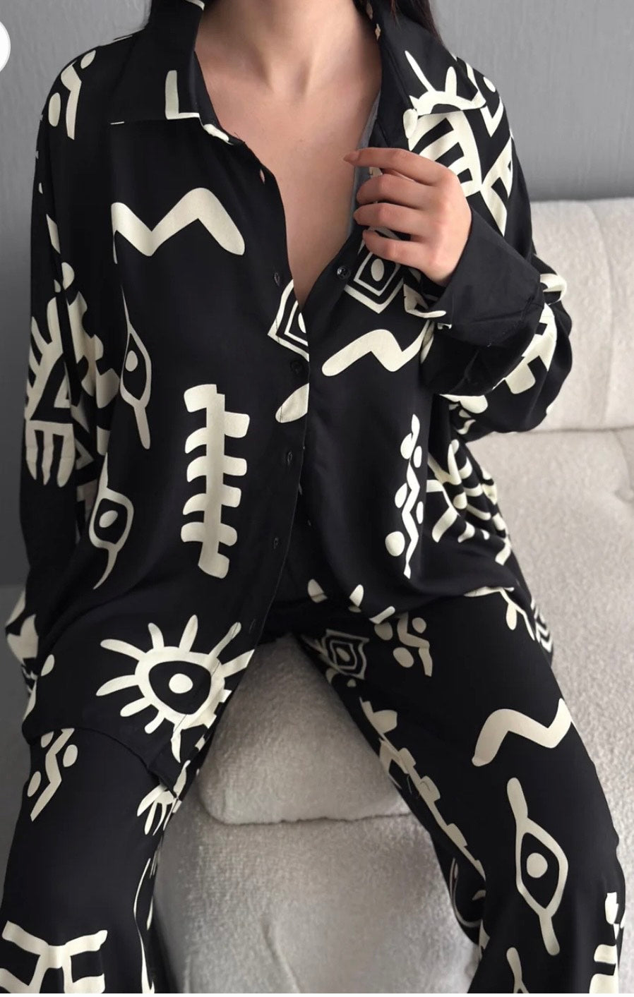 Abstract Print Black Co-ord Set