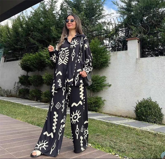Abstract Print Black Co-ord Set