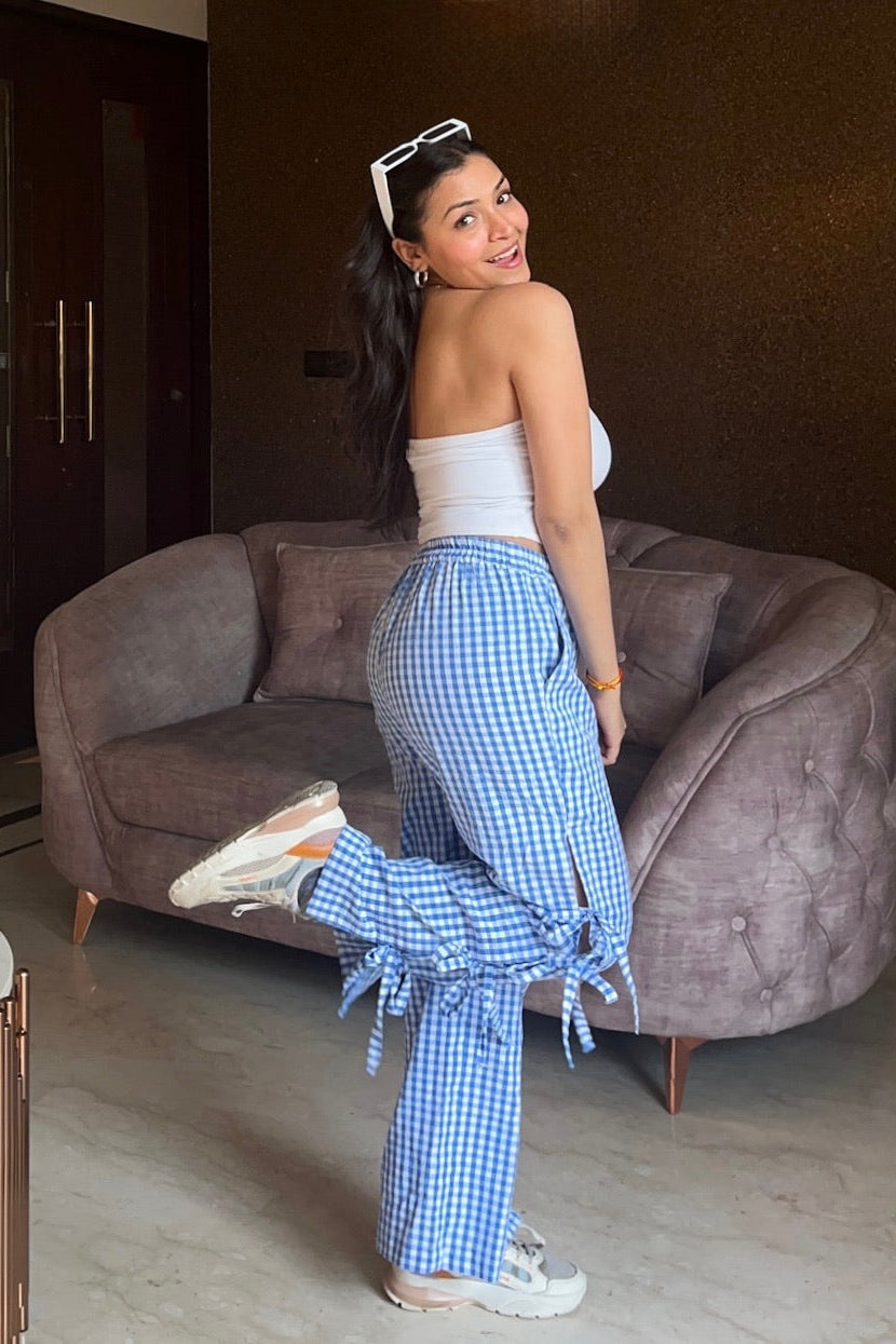 Gingham Knot Pants - Red
