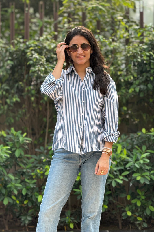 Oversized Blue Striped Shirt