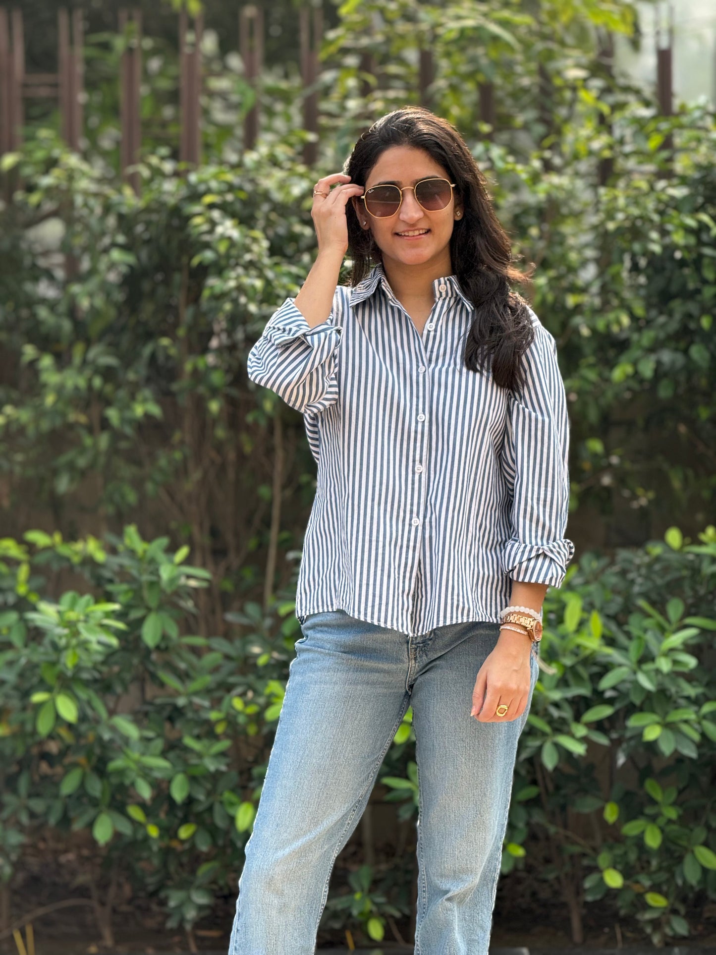 Oversized Blue Striped Shirt