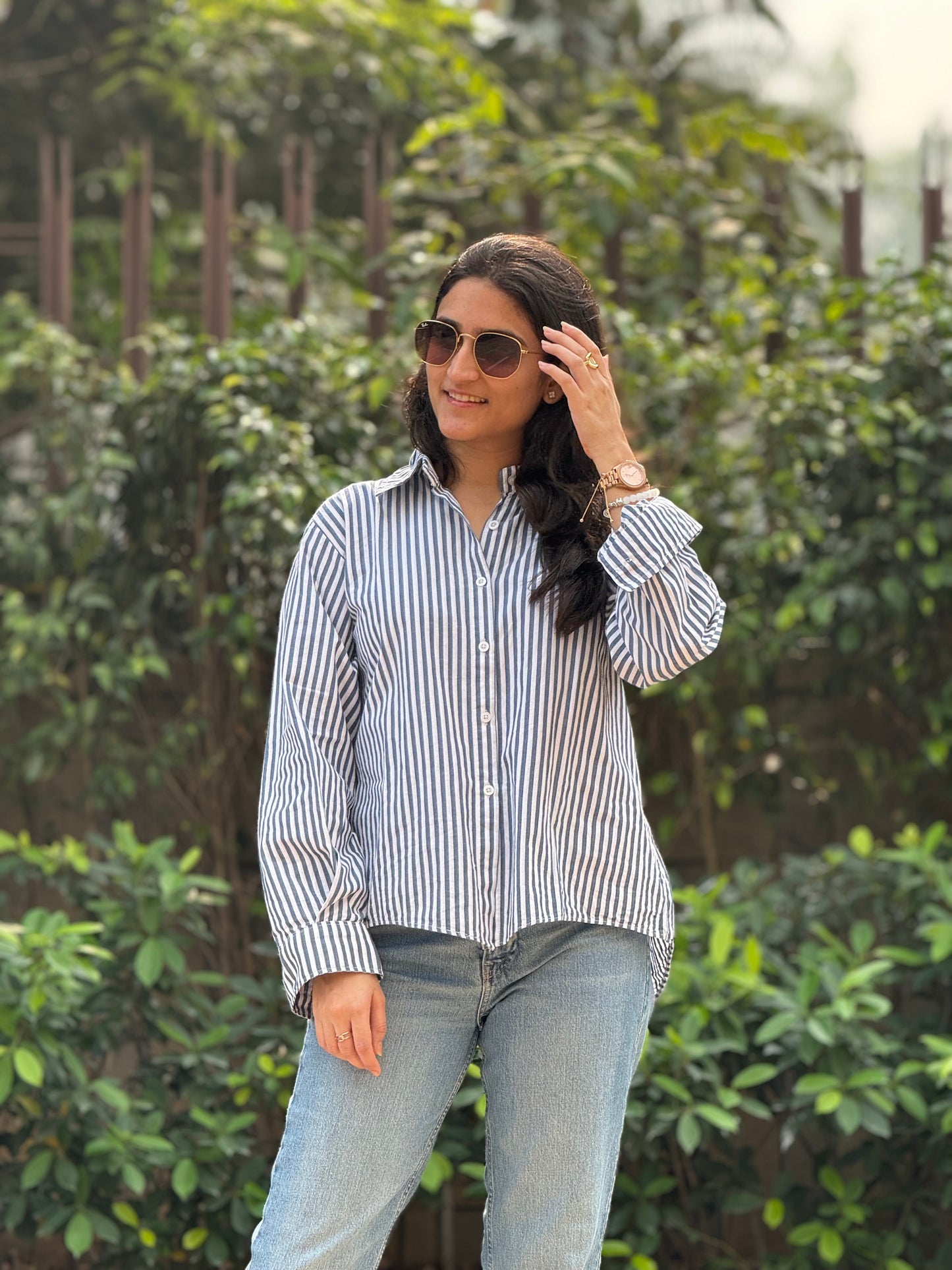 Oversized Blue Striped Shirt