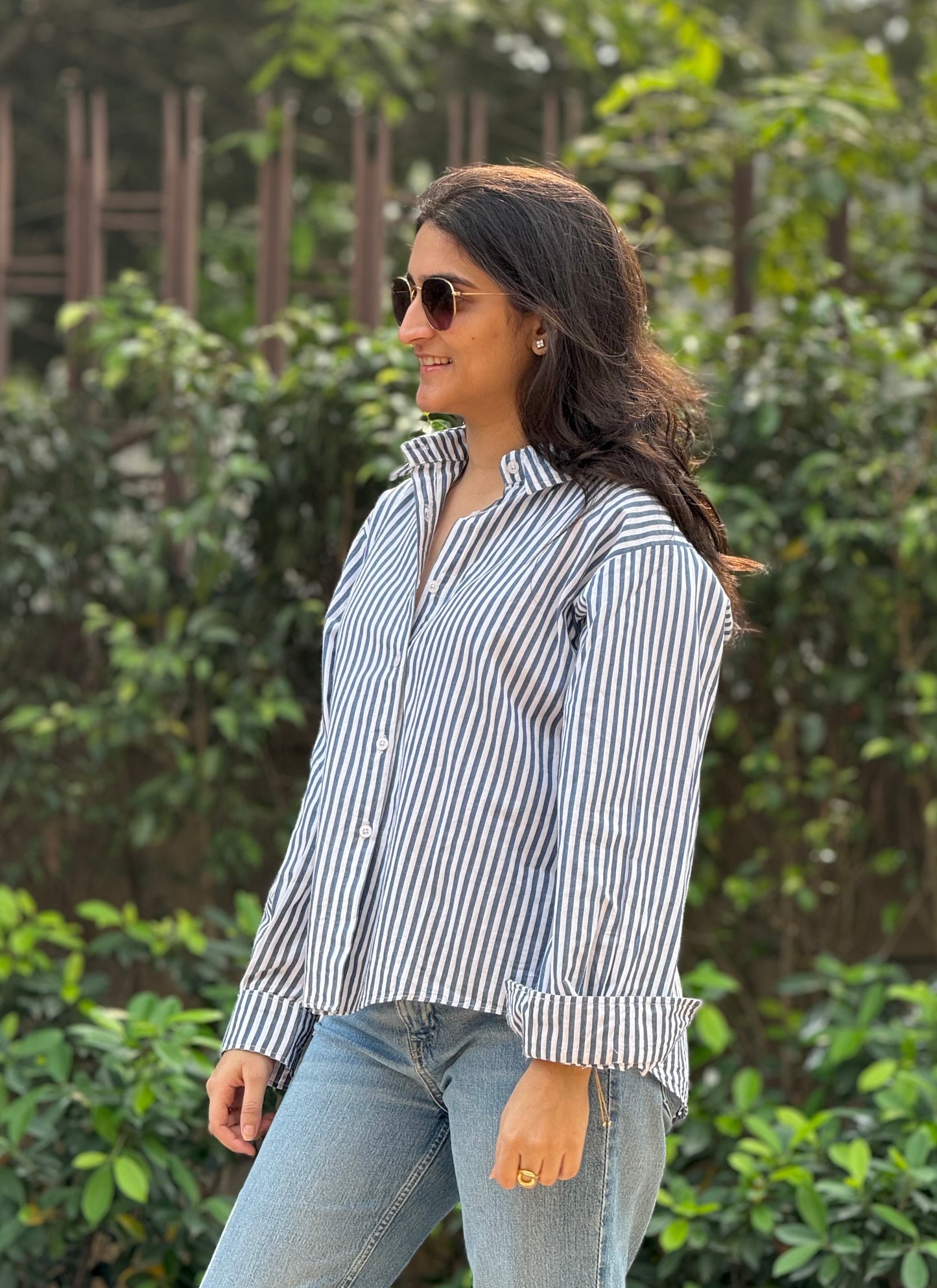 Oversized Blue Striped Shirt