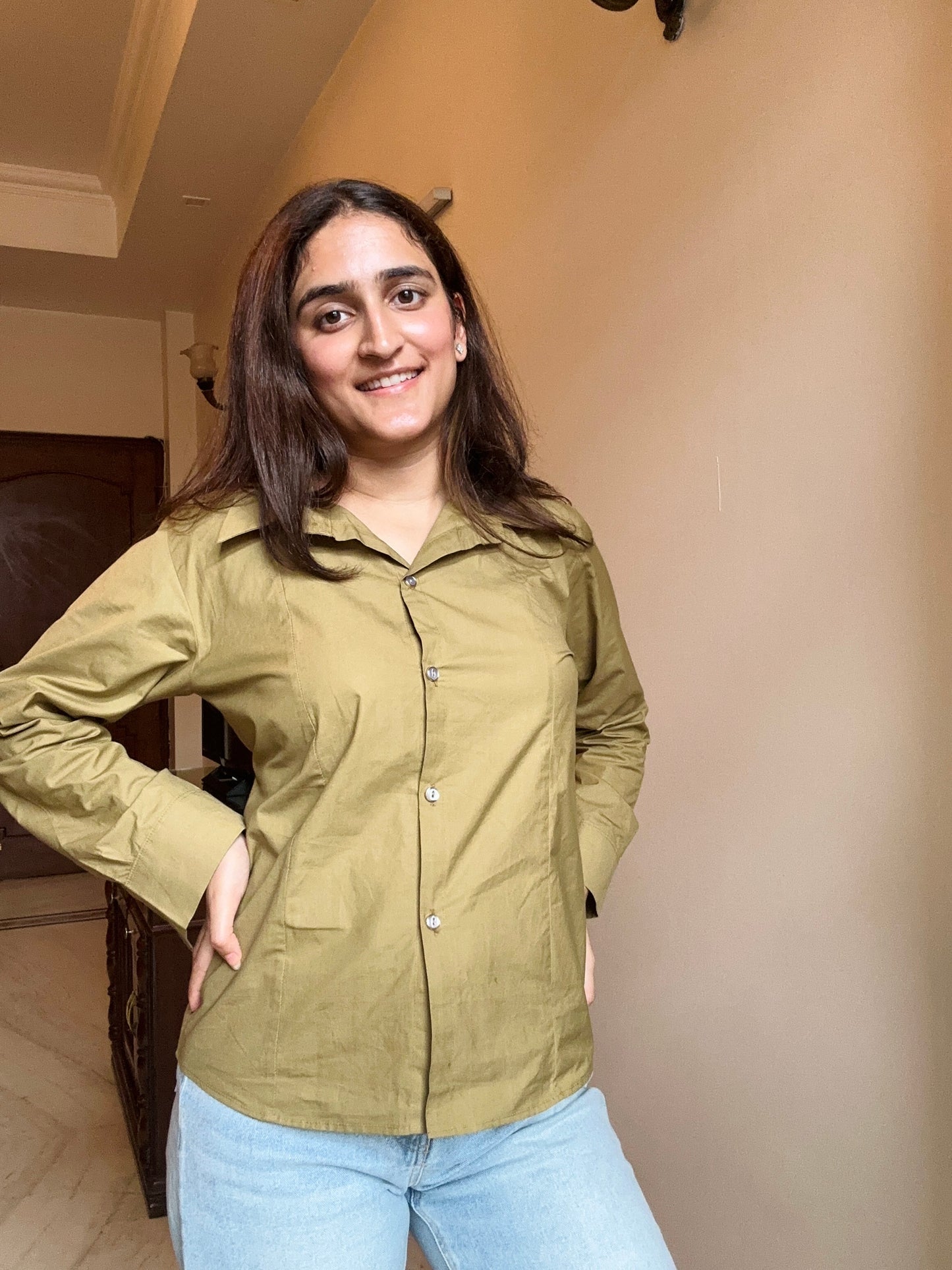 Princess Shirt - Butter Yellow/White/Olive