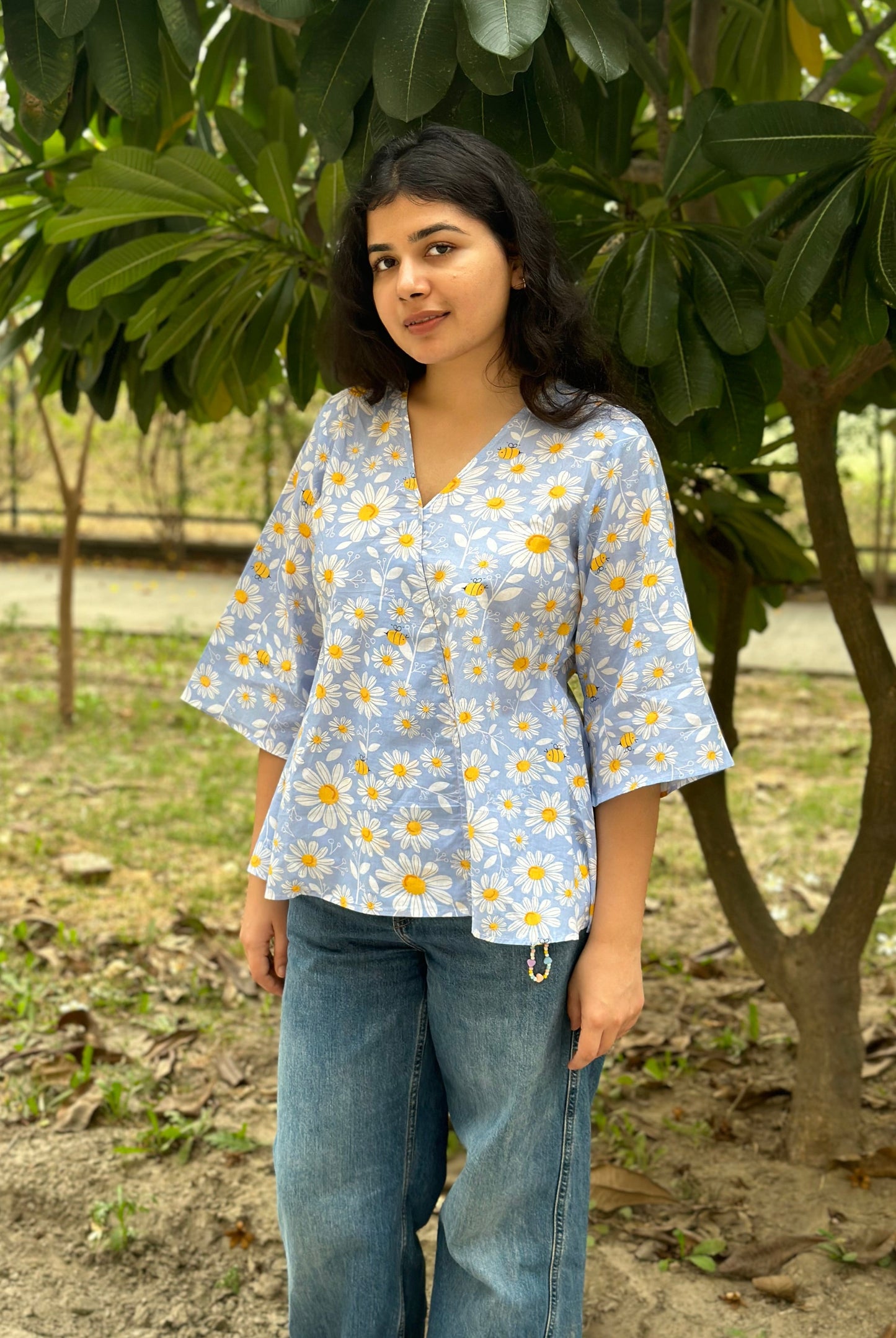 Floral Hug Top - Blue/Yellow