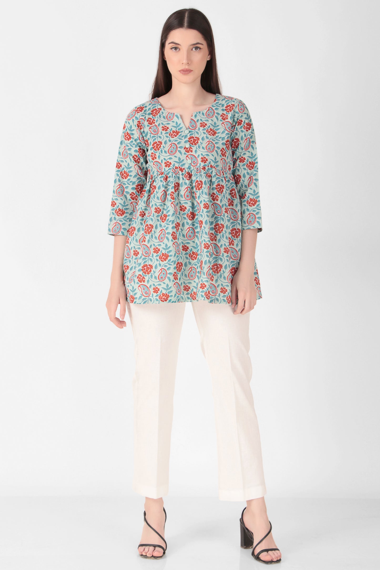 Floral Block Print Kurta Top