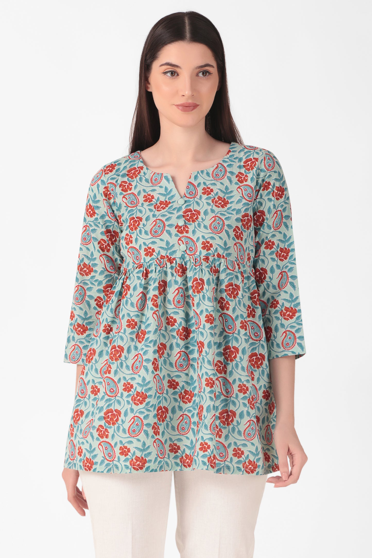 Floral Block Print Kurta Top