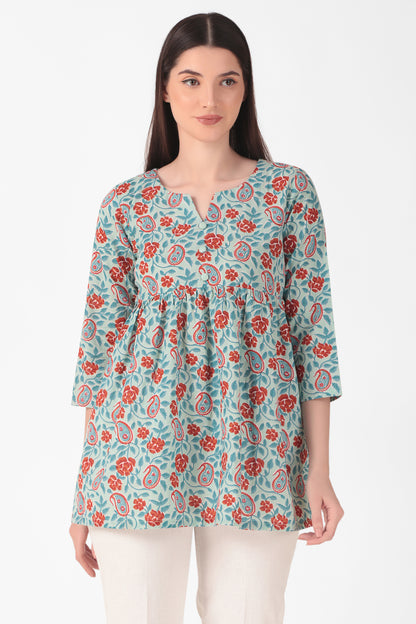 Floral Block Print Kurta Top