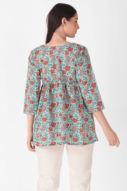 Floral Block Print Kurta Top