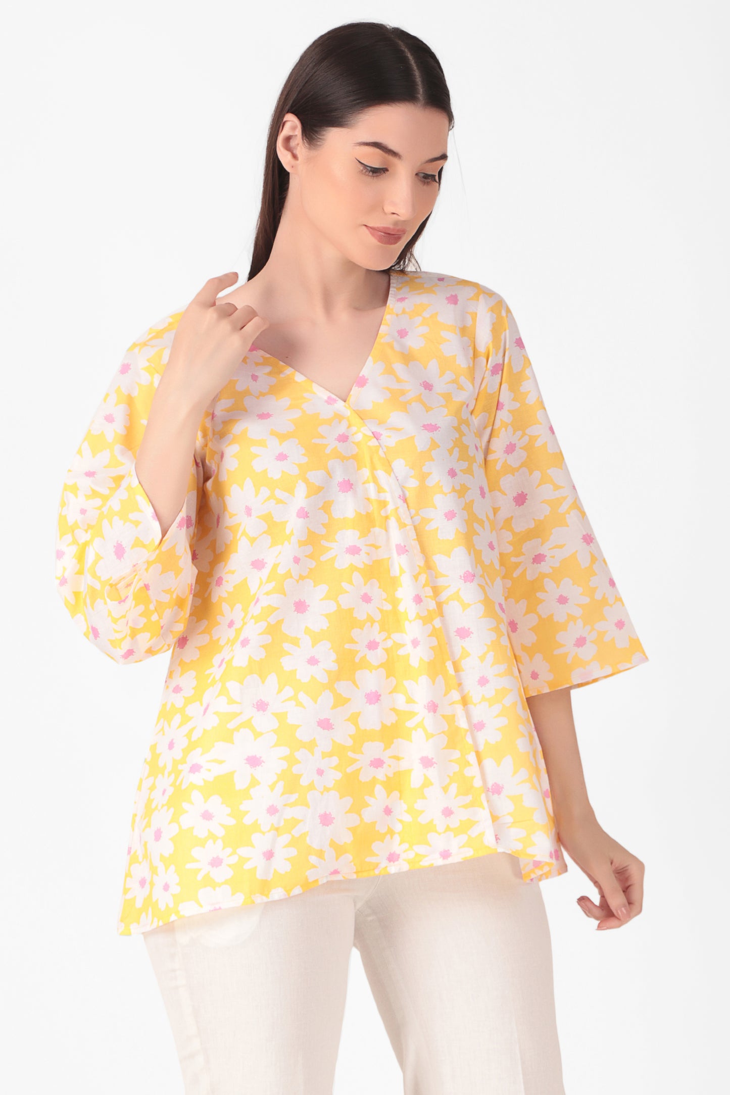 Floral Hug Top - Blue/Yellow