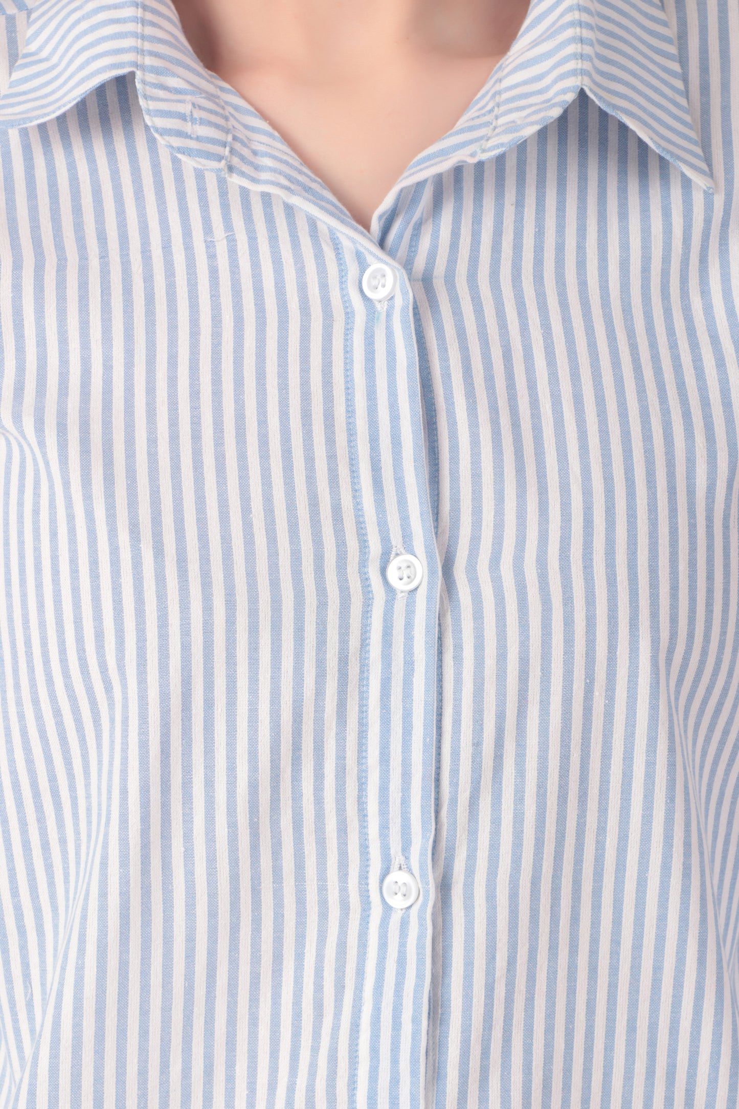 Seer Sucker Blue Striped Shirt