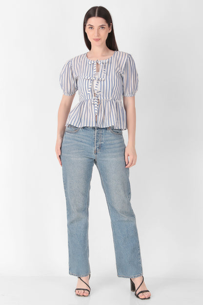 3 Knot Top - Blue Striped