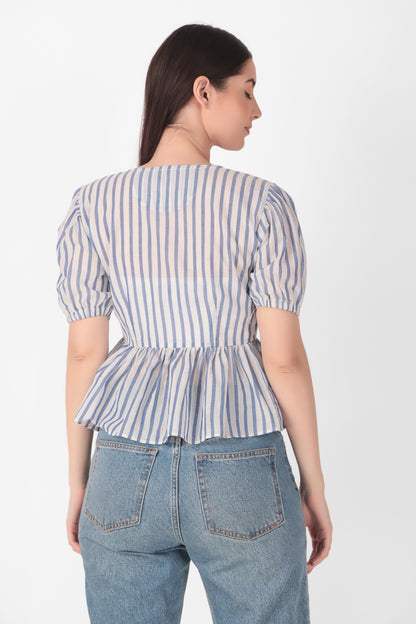 3 Knot Top - Blue Striped