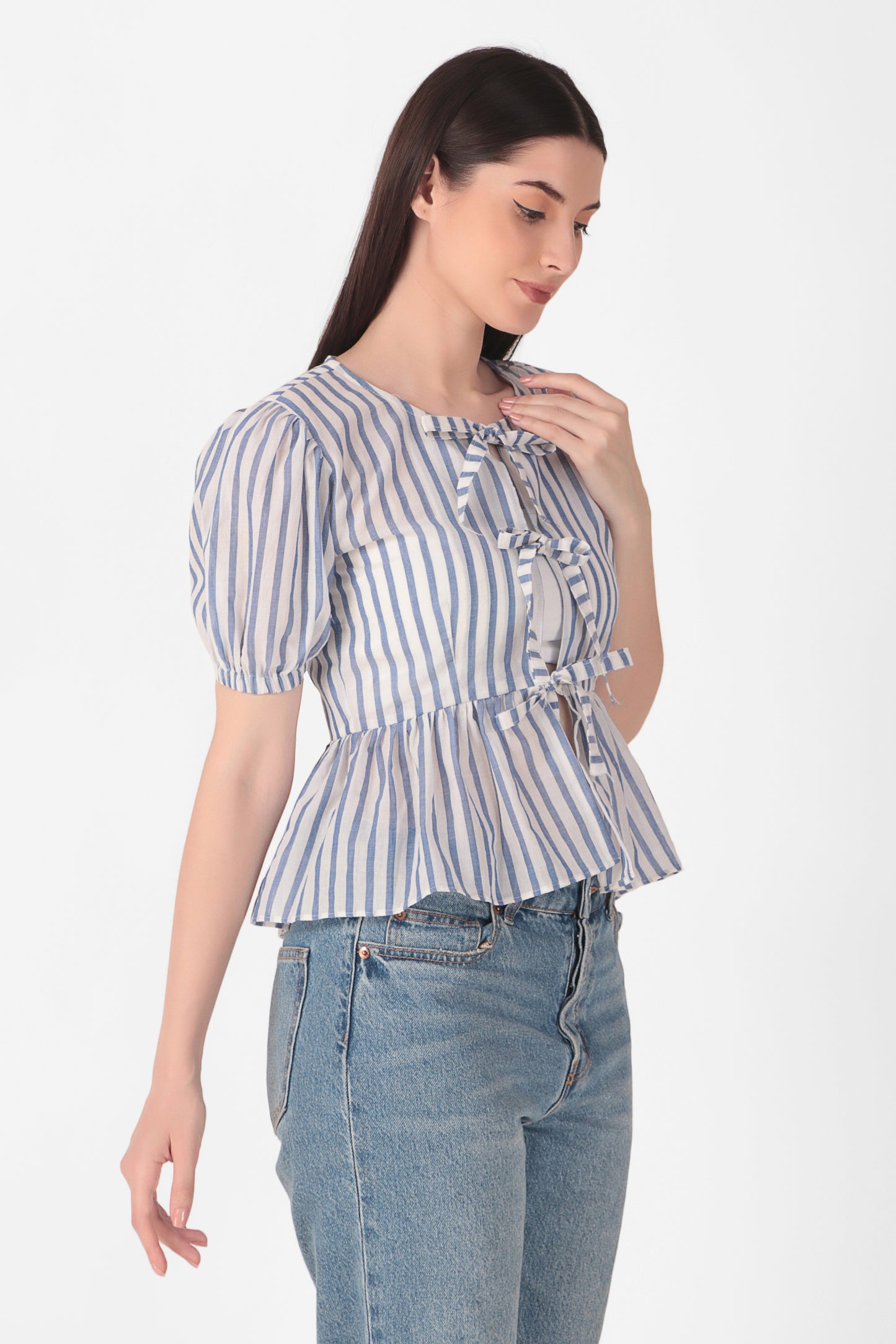 3 Knot Top - Blue Striped