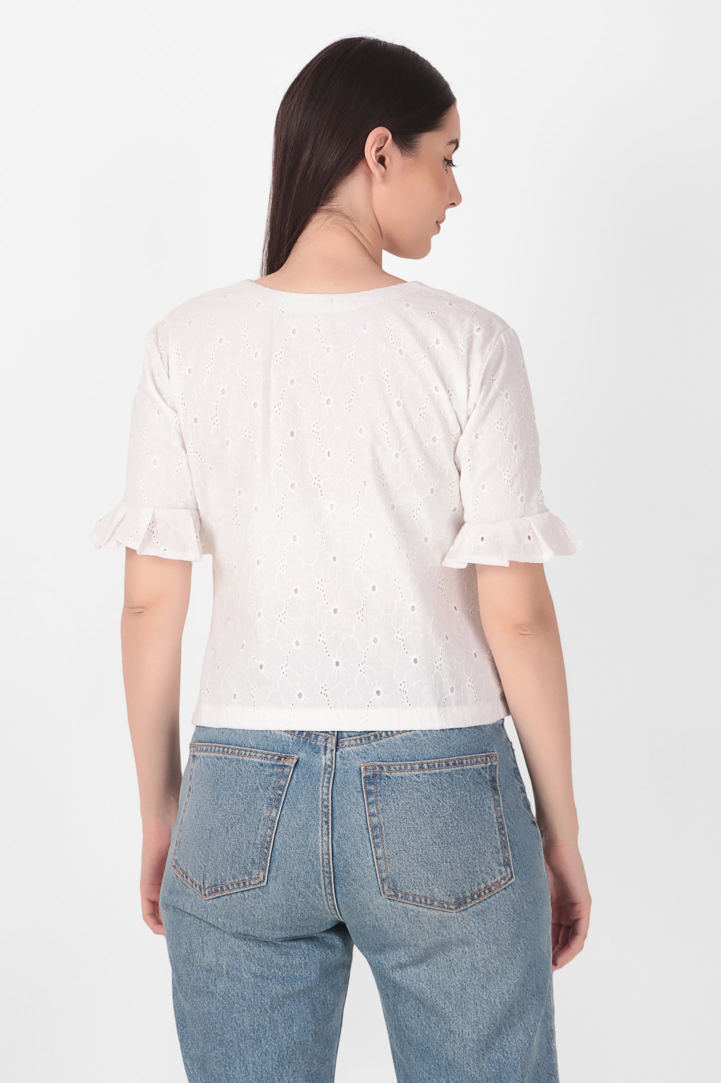 Hakoba White V-Neck Top