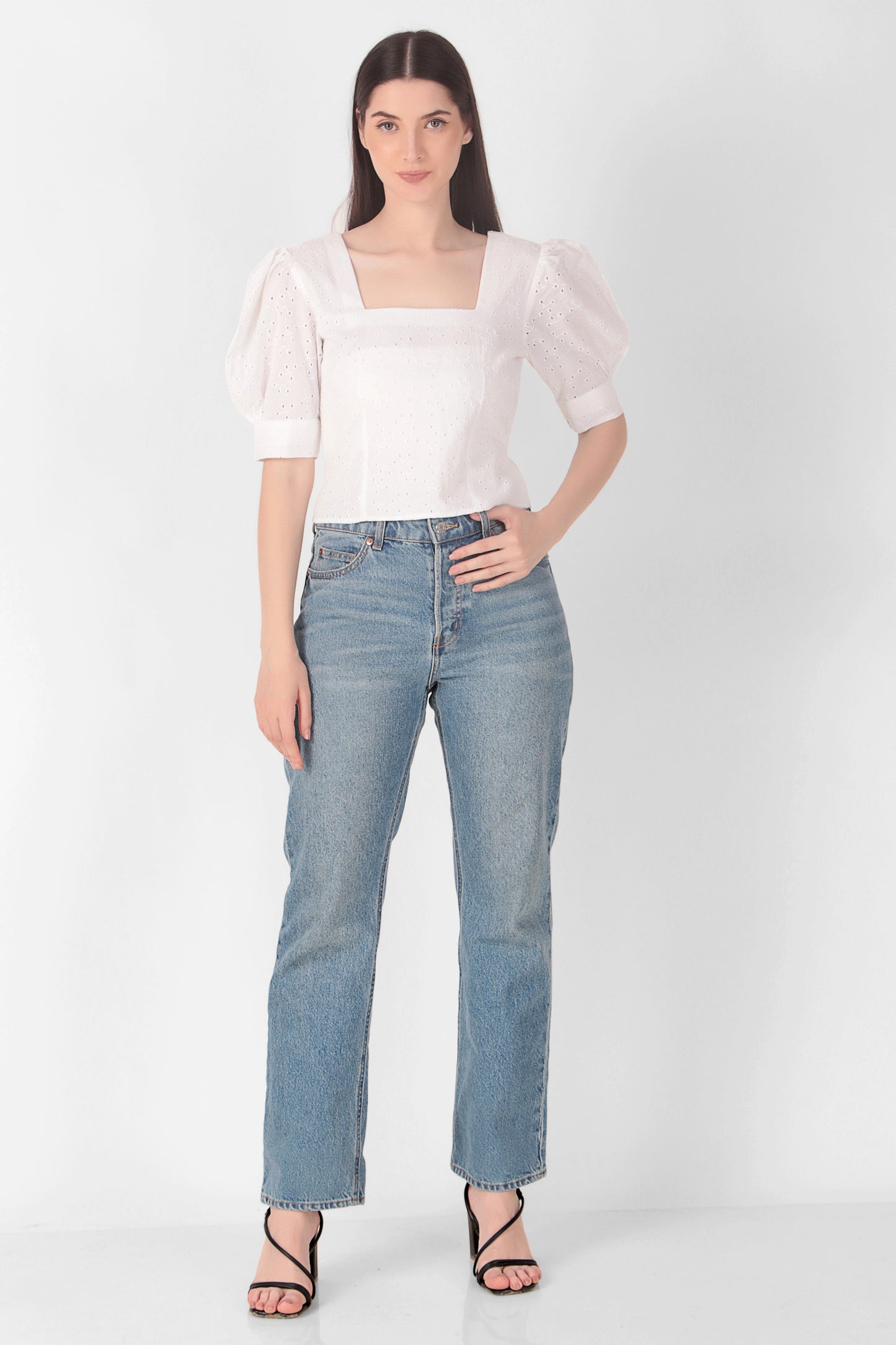 Puff Sleeves Hakoba Crop Top