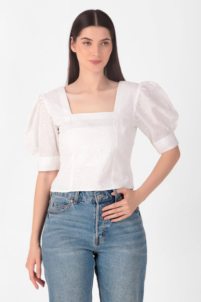 Puff Sleeves Hakoba Crop Top