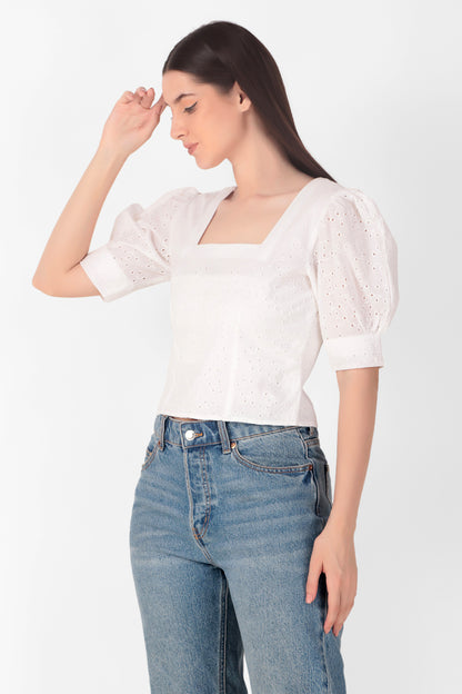 Puff Sleeves Hakoba Crop Top