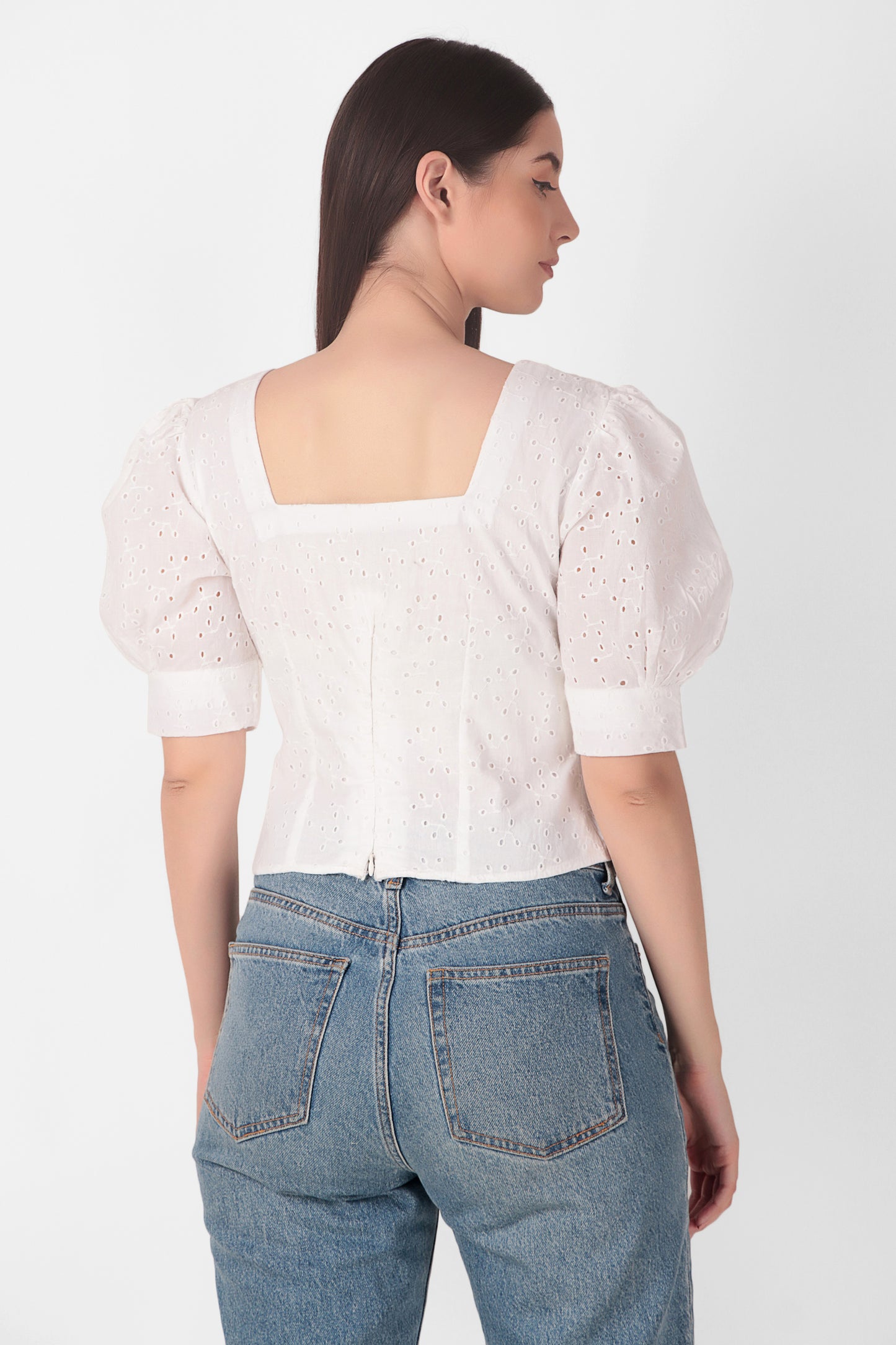 Puff Sleeves Hakoba Crop Top