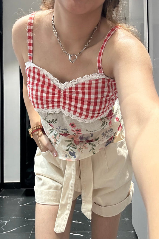 Cherry Grid Top