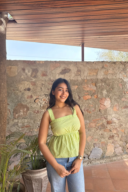 Knot Gingham Top - Green