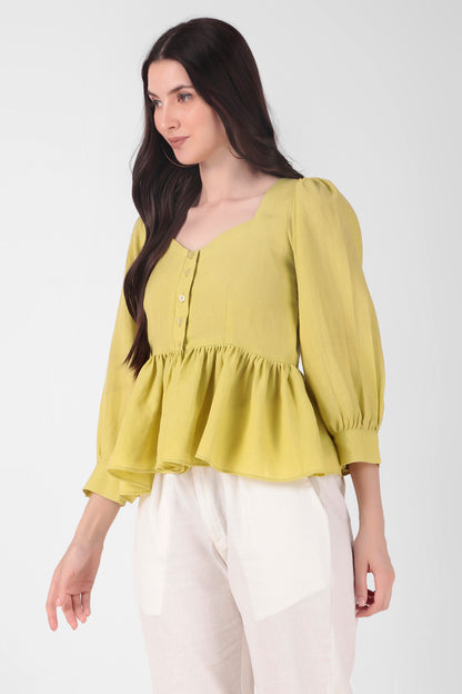 Lemon Peplum Top