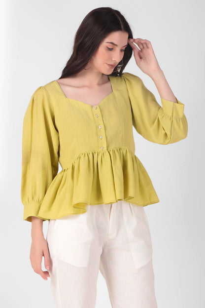 Lemon Peplum Top