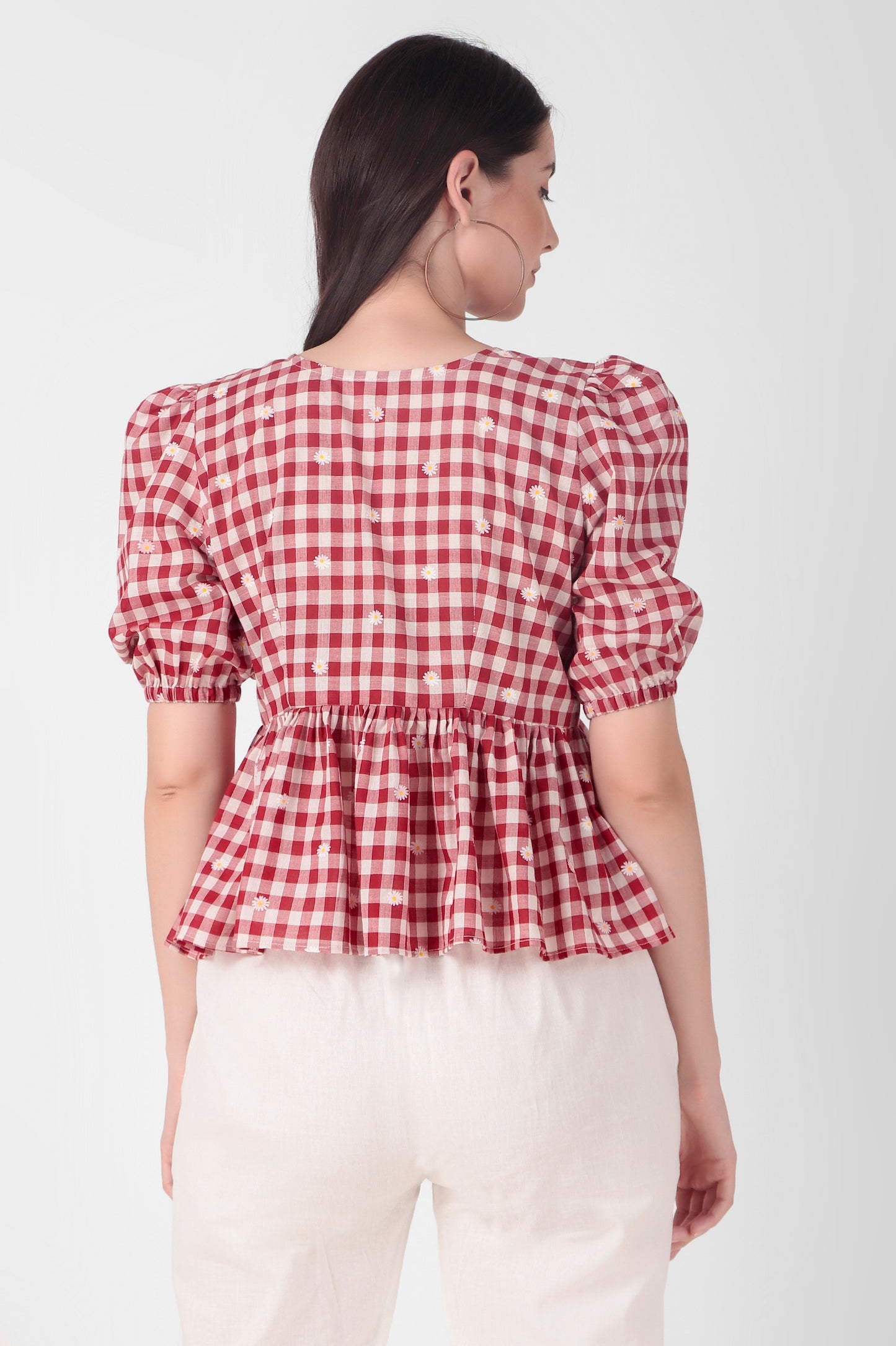 3 Knot Top - Red Checks