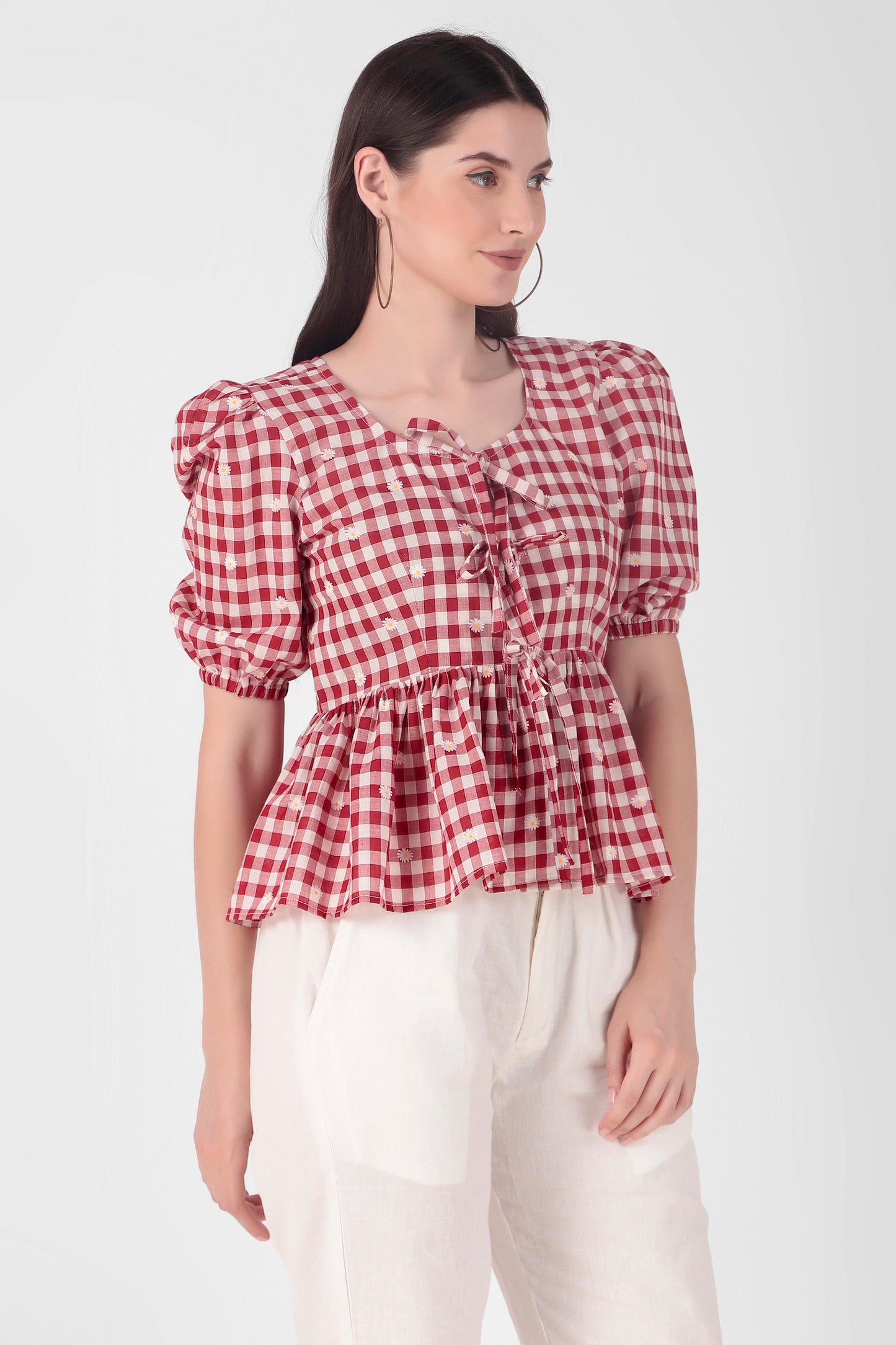 3 Knot Top - Red Checks