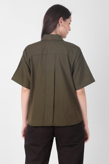 Box Pleat Top - Olive