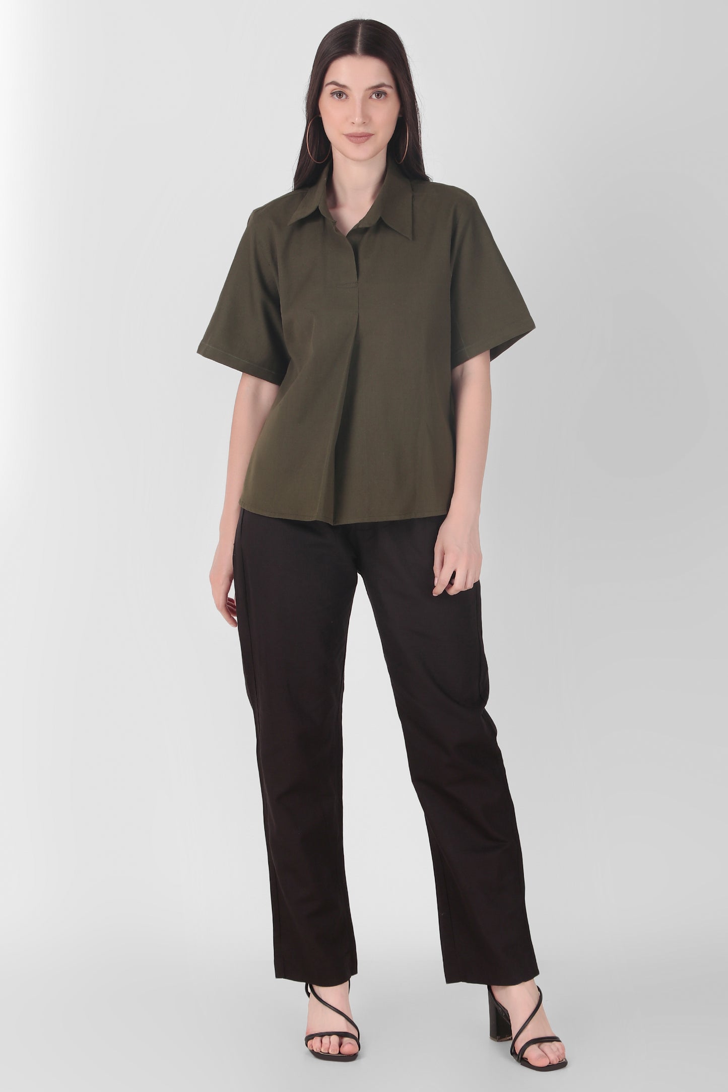 Box Pleat Top - Olive