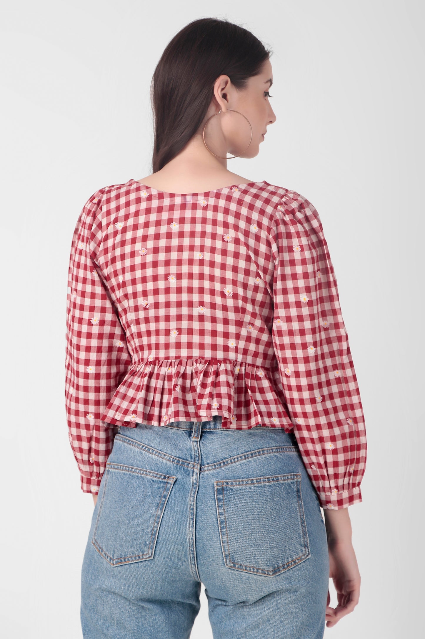 Red Checks Crop Top