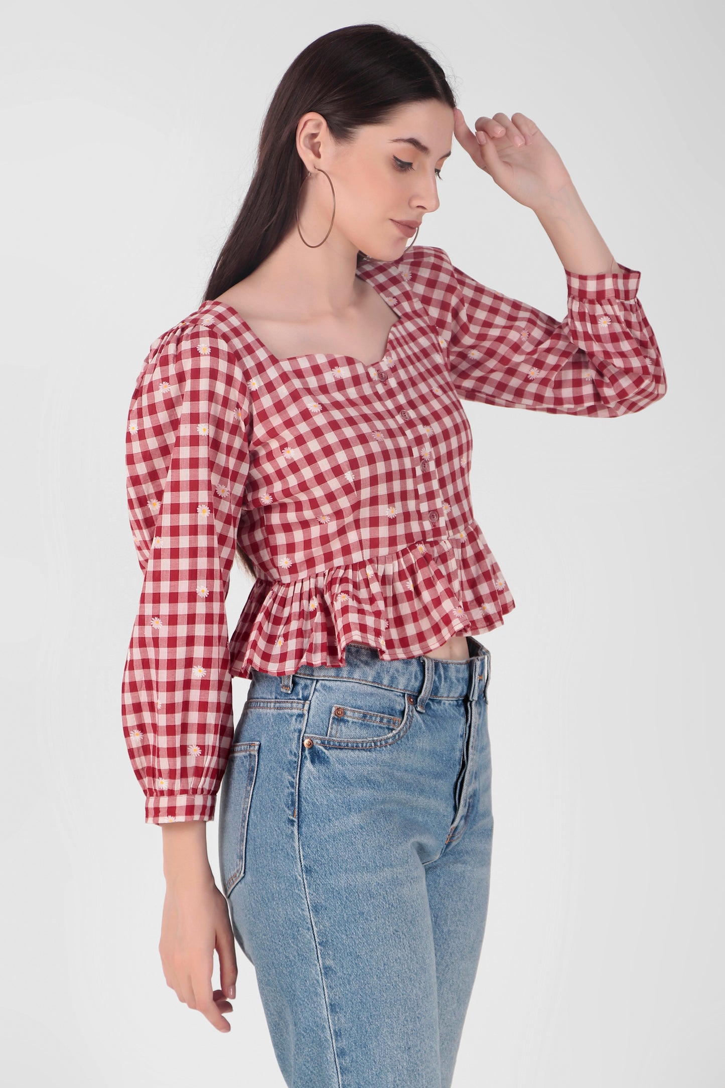 Red Checks Crop Top