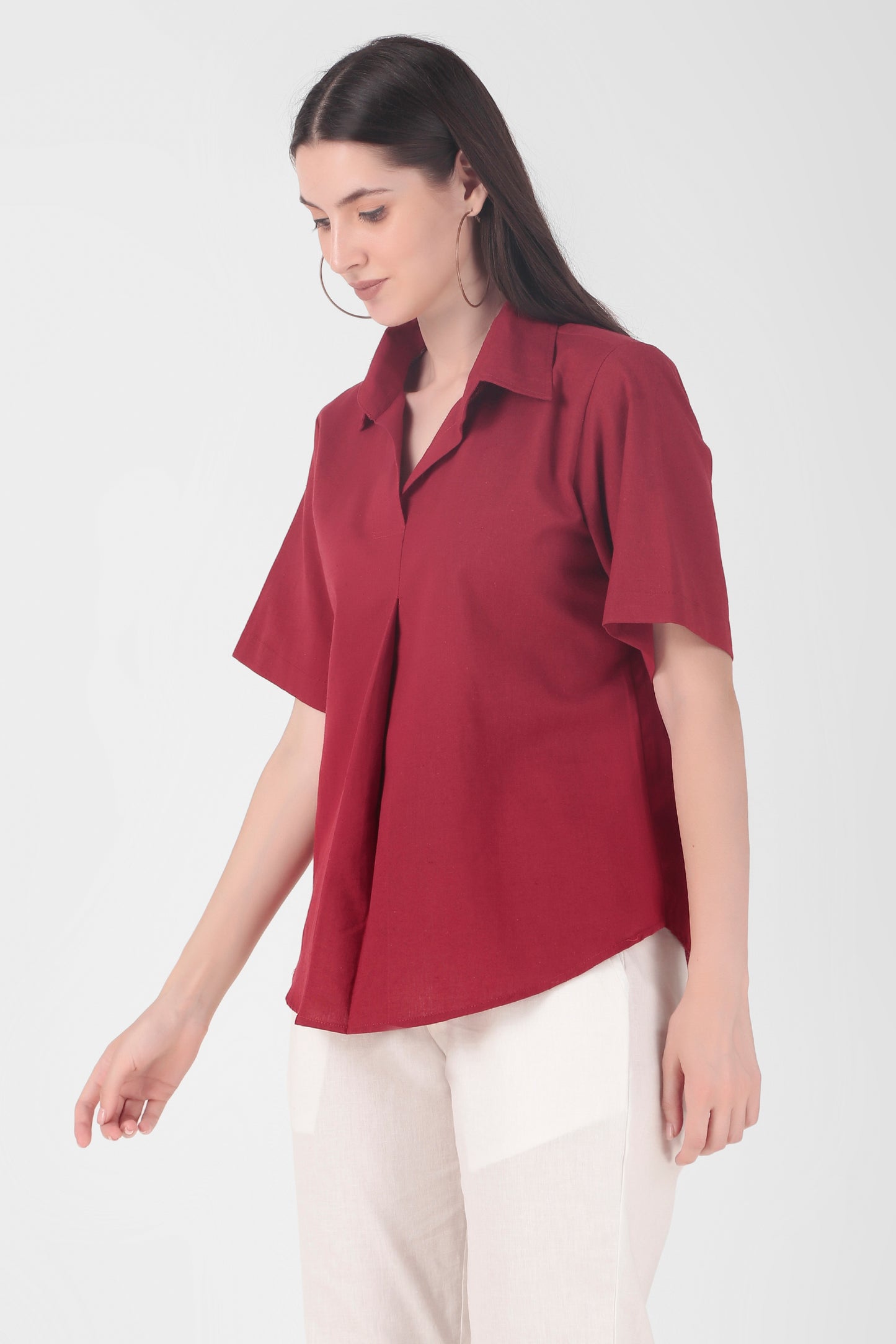 Box Pleat Top - Red