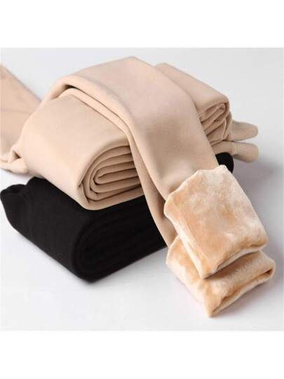 Single tone Premium Warm Fleece leggings - Black & Skin